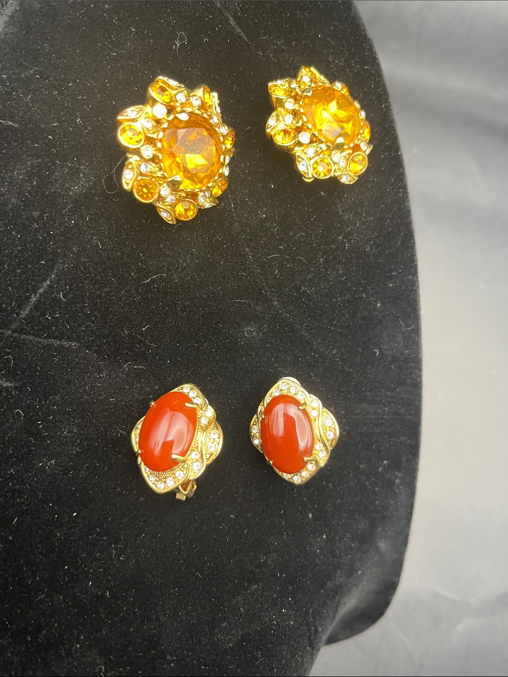 2 pair! Vintage Joan Rivers Clip-On Earrings - Elegant Jewelry bling